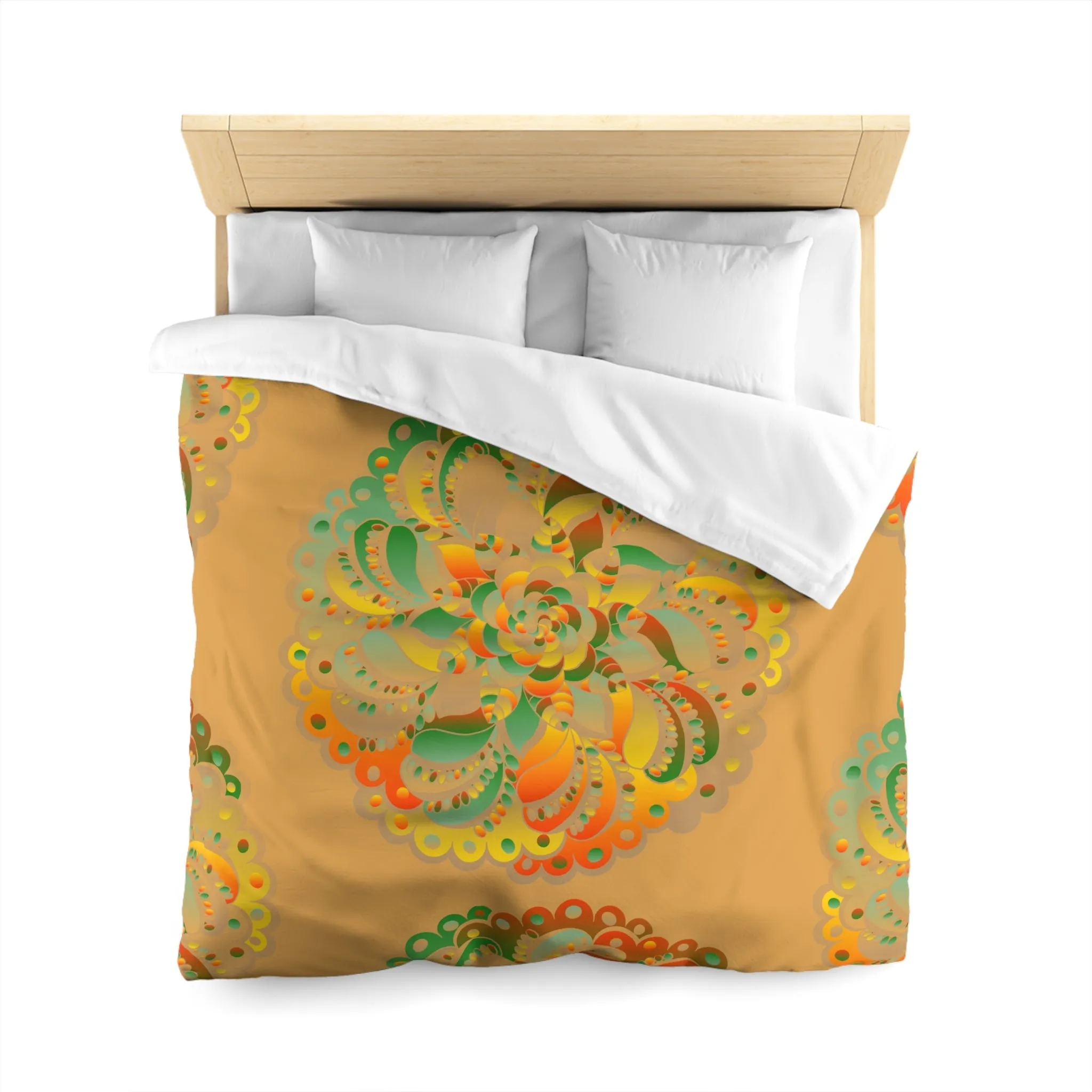 Handmade Mandala Art Microfiber Duvet Cover - Dune Background