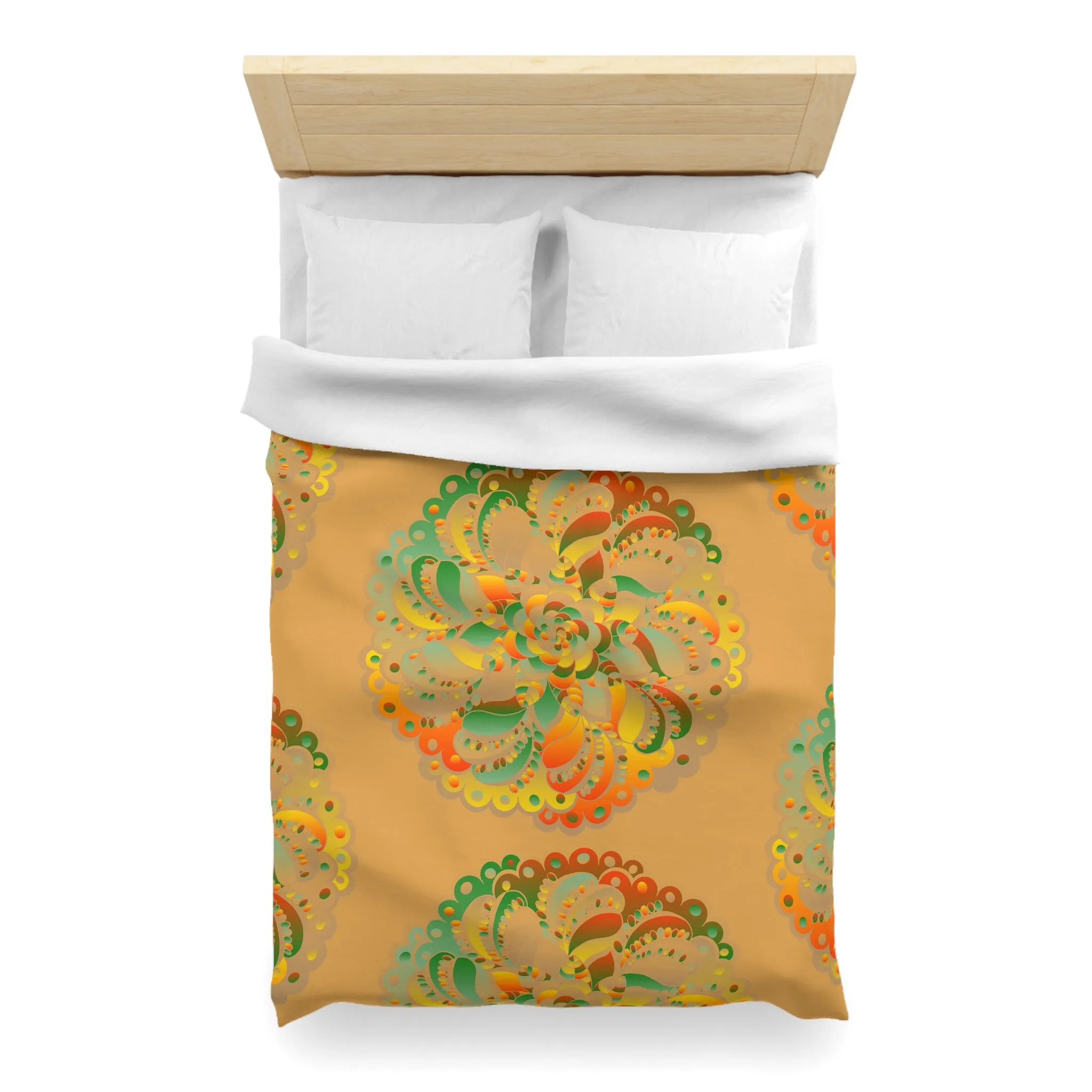 Handmade Mandala Art Microfiber Duvet Cover - Dune Background