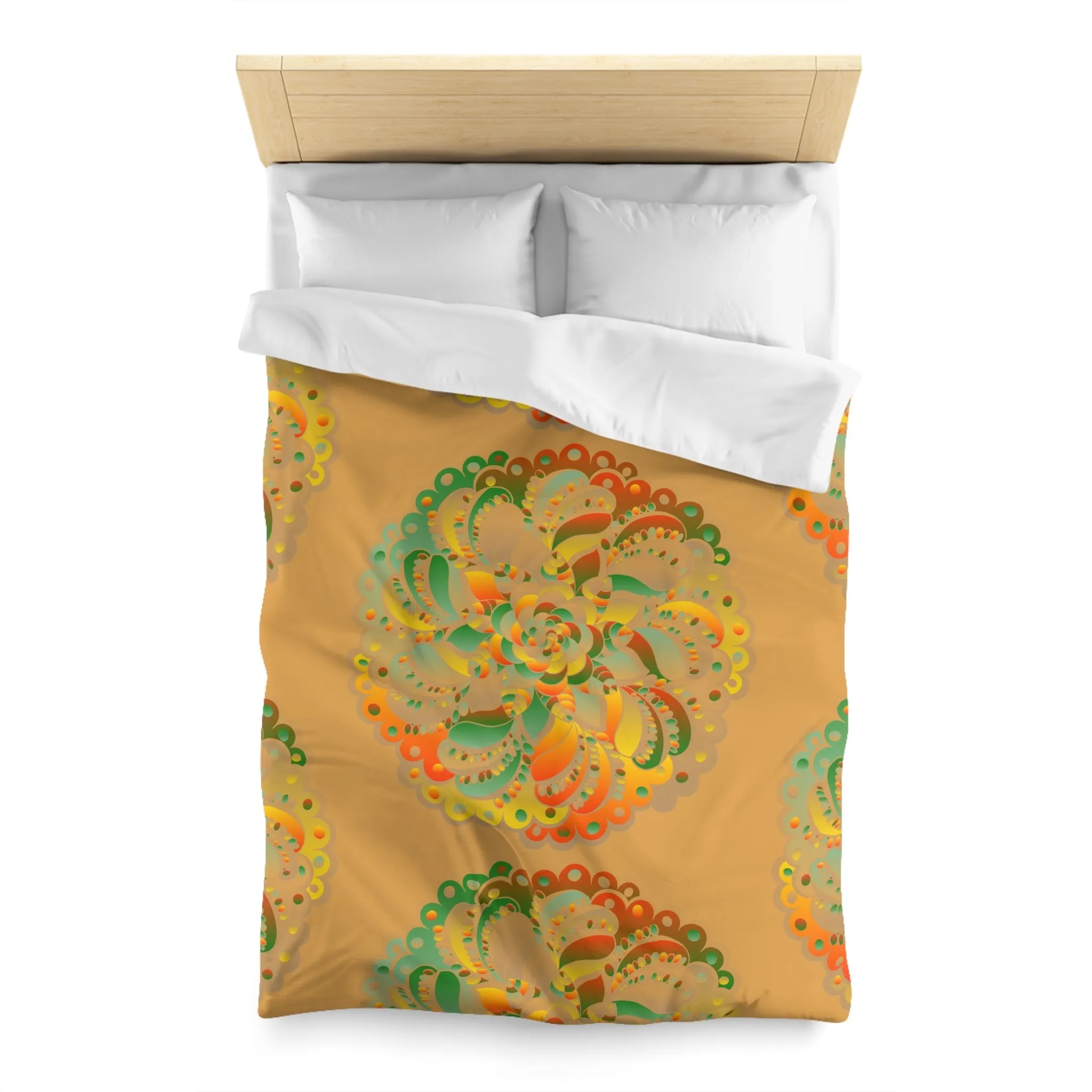 Handmade Mandala Art Microfiber Duvet Cover - Dune Background