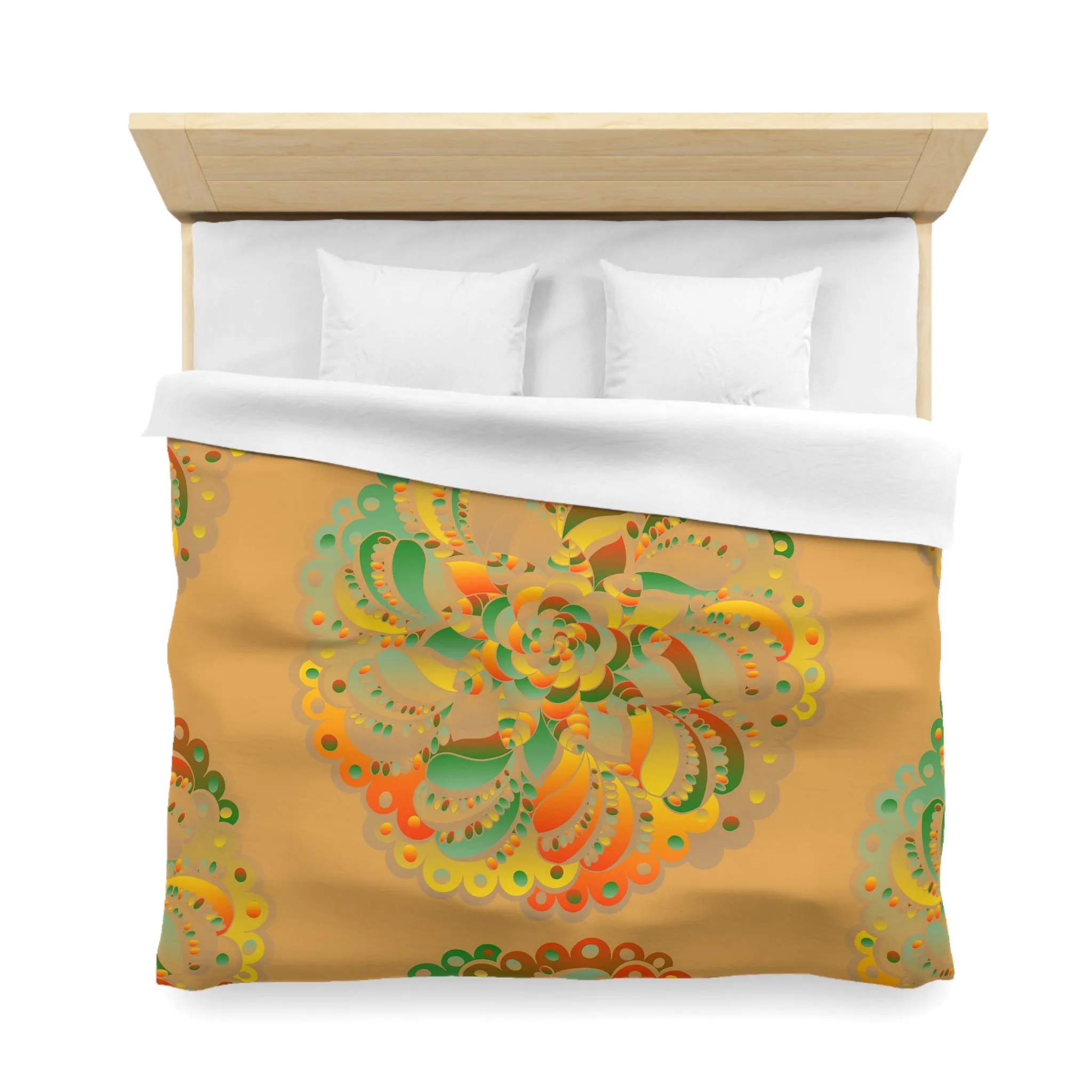 Handmade Mandala Art Microfiber Duvet Cover - Dune Background