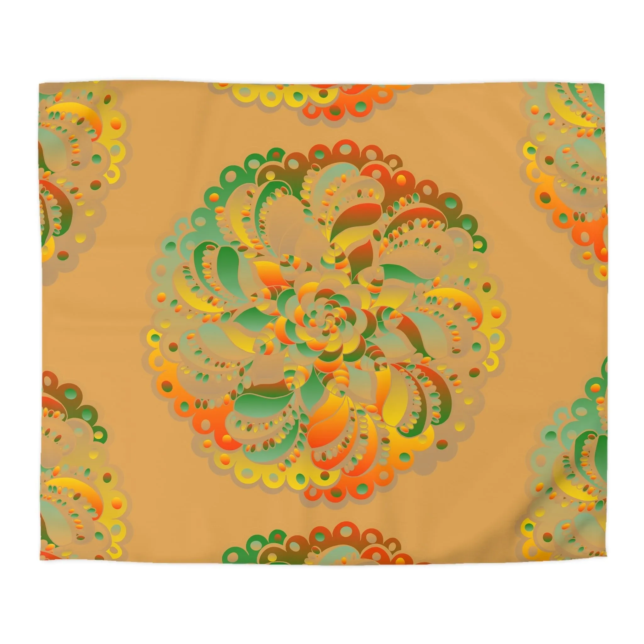 Handmade Mandala Art Microfiber Duvet Cover - Dune Background