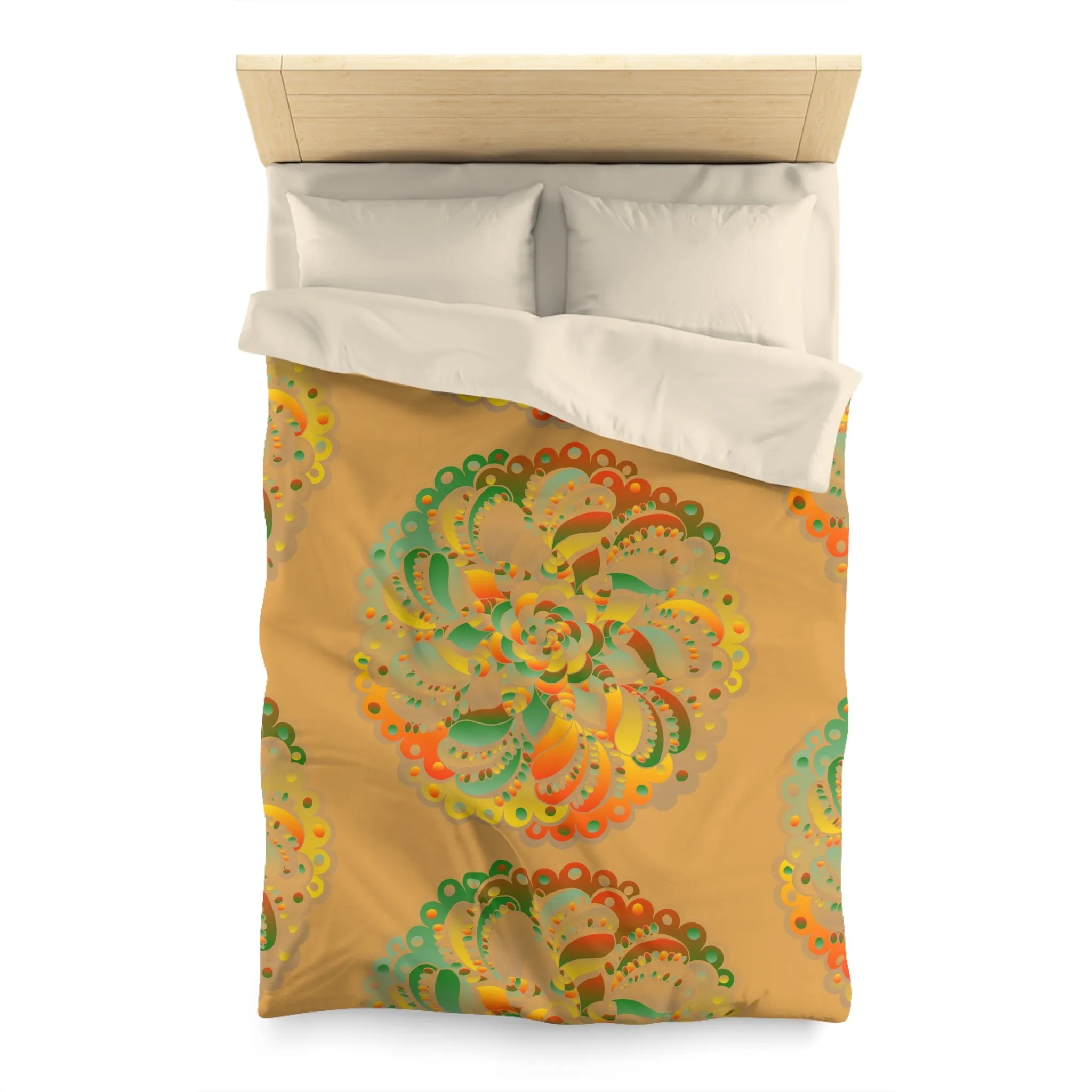 Handmade Mandala Art Microfiber Duvet Cover - Dune Background