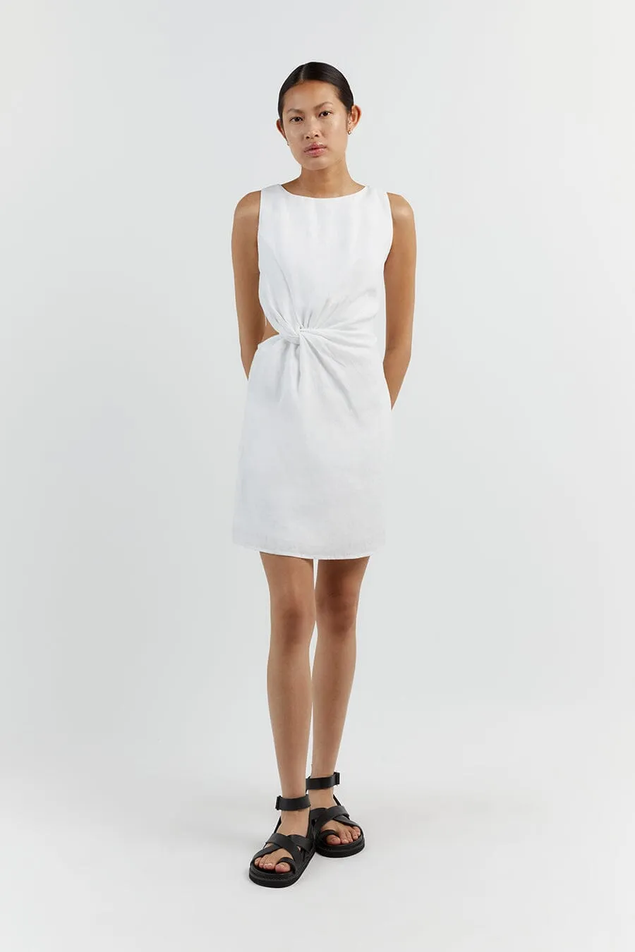 LEILANI WHITE LINEN MINI DRESS