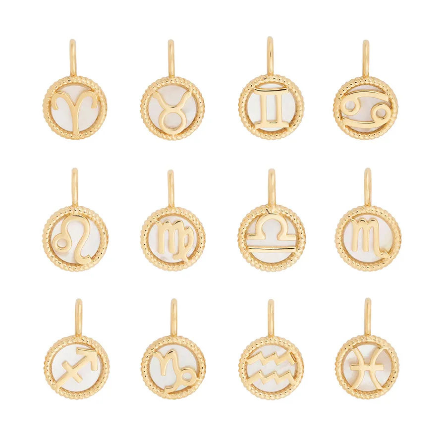 Libra Zodiac Mother of Pearl 14K Gold Vermeil Pendant