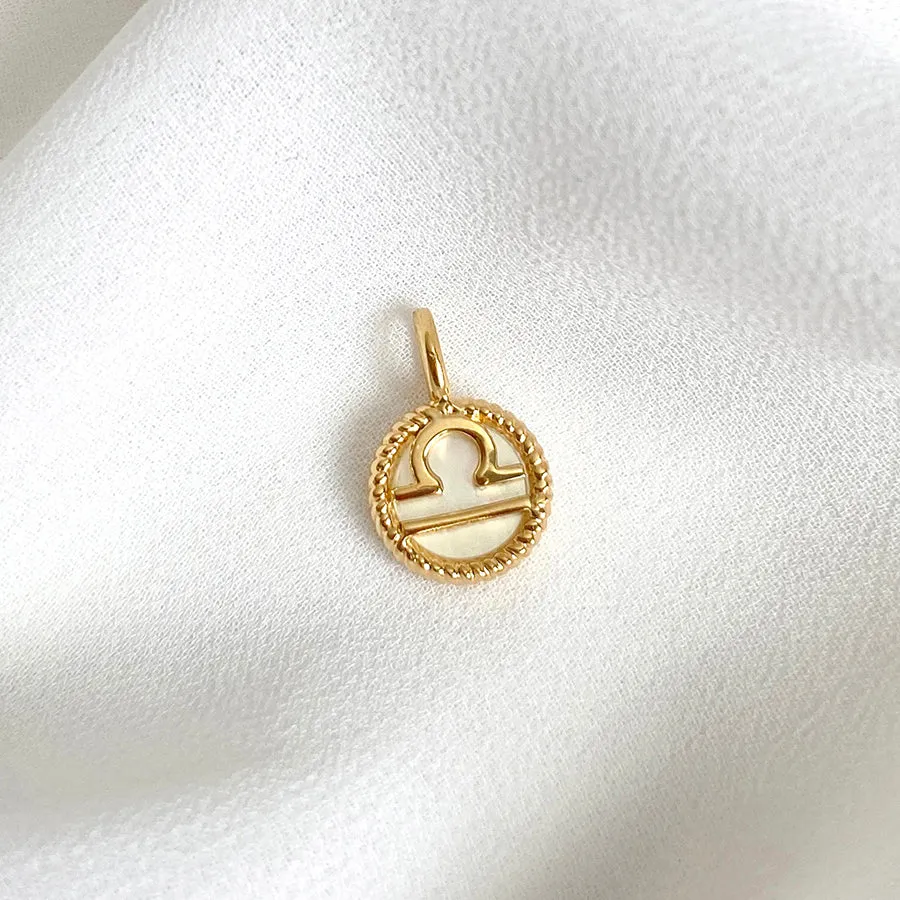 Libra Zodiac Mother of Pearl 14K Gold Vermeil Pendant