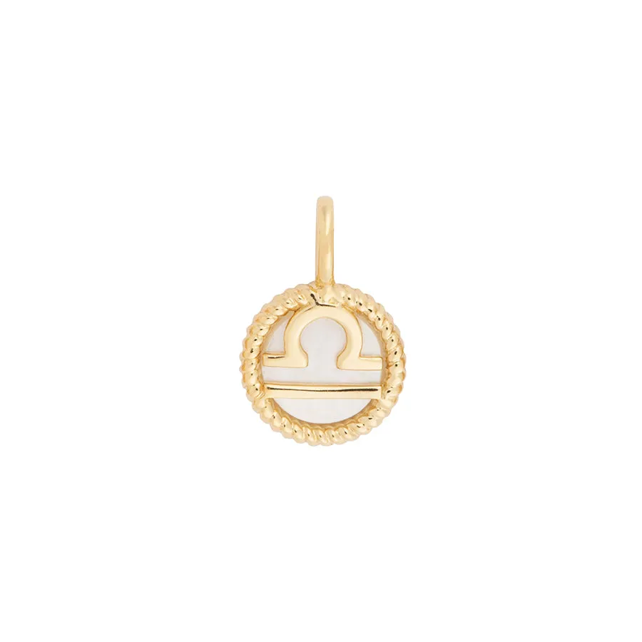 Libra Zodiac Mother of Pearl 14K Gold Vermeil Pendant