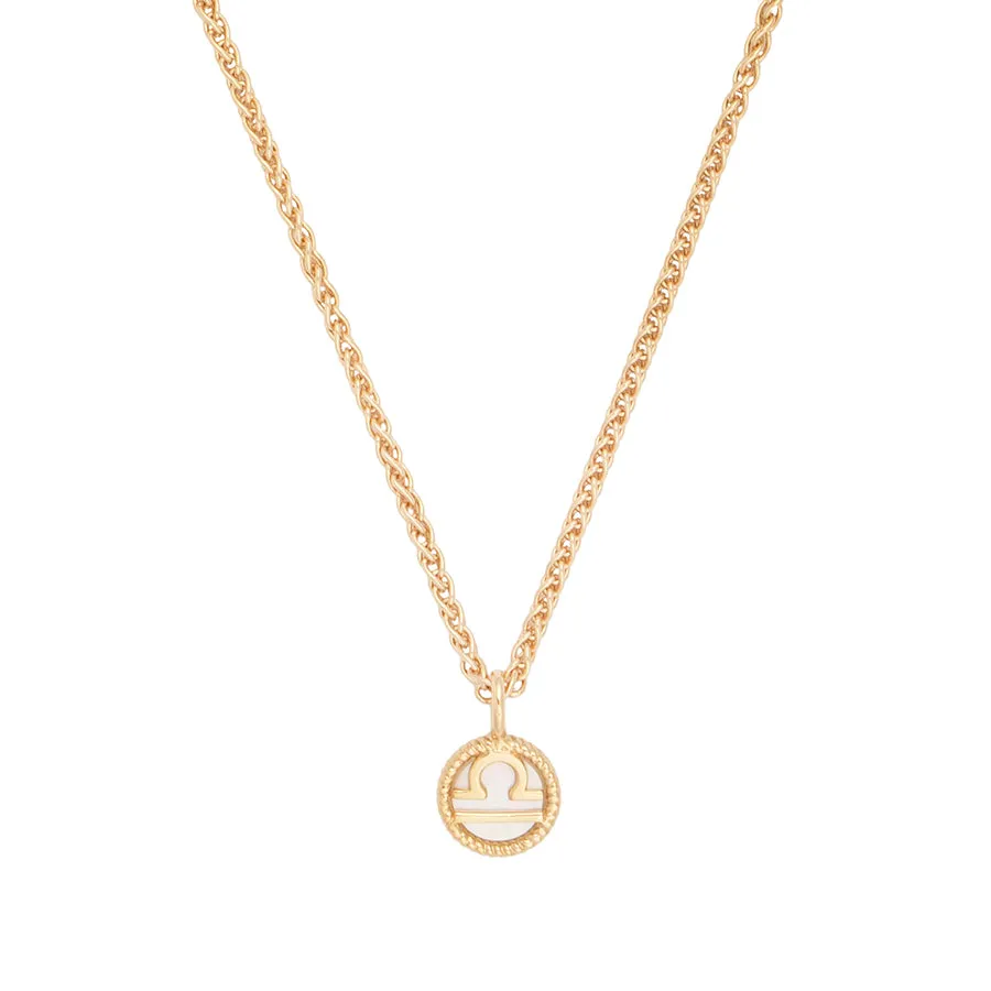 Libra Zodiac Mother of Pearl 14K Gold Vermeil Pendant