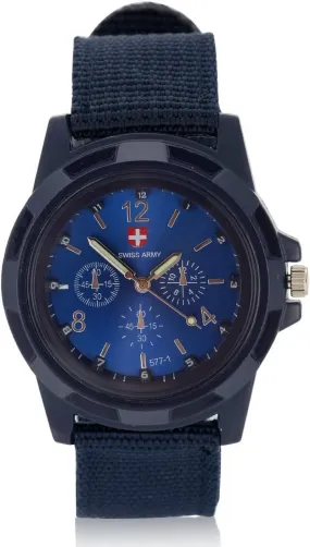 Men Military Wrist Watch, Electronic Analog Sport Fashion Casual Nylon Strap Wristwatch(Blue) Watch Men Mens Watch Cheap One