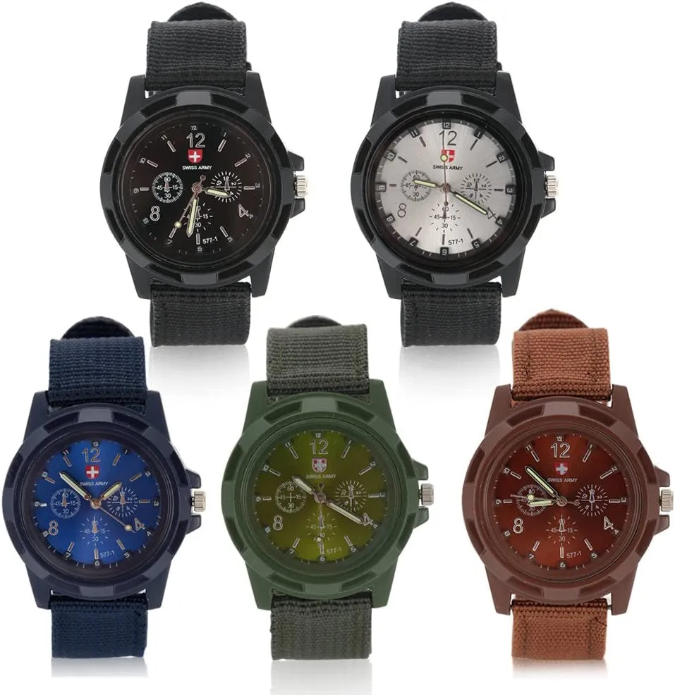 Men Military Wrist Watch, Electronic Analog Sport Fashion Casual Nylon Strap Wristwatch(Blue) Watch Men Mens Watch Cheap One