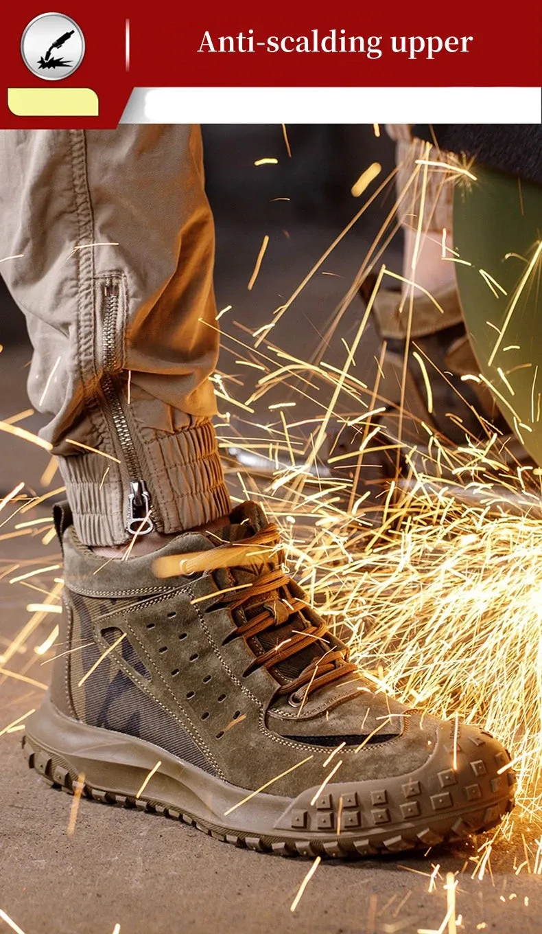 Men's Work Safety Boots Anti-smash Anti-puncture Steel Toe Work Shoes Indestructible Non-slip Protective