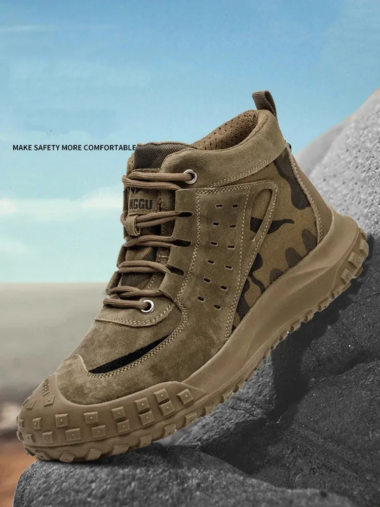 Men's Work Safety Boots Anti-smash Anti-puncture Steel Toe Work Shoes Indestructible Non-slip Protective