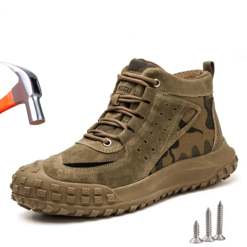 Men's Work Safety Boots Anti-smash Anti-puncture Steel Toe Work Shoes Indestructible Non-slip Protective