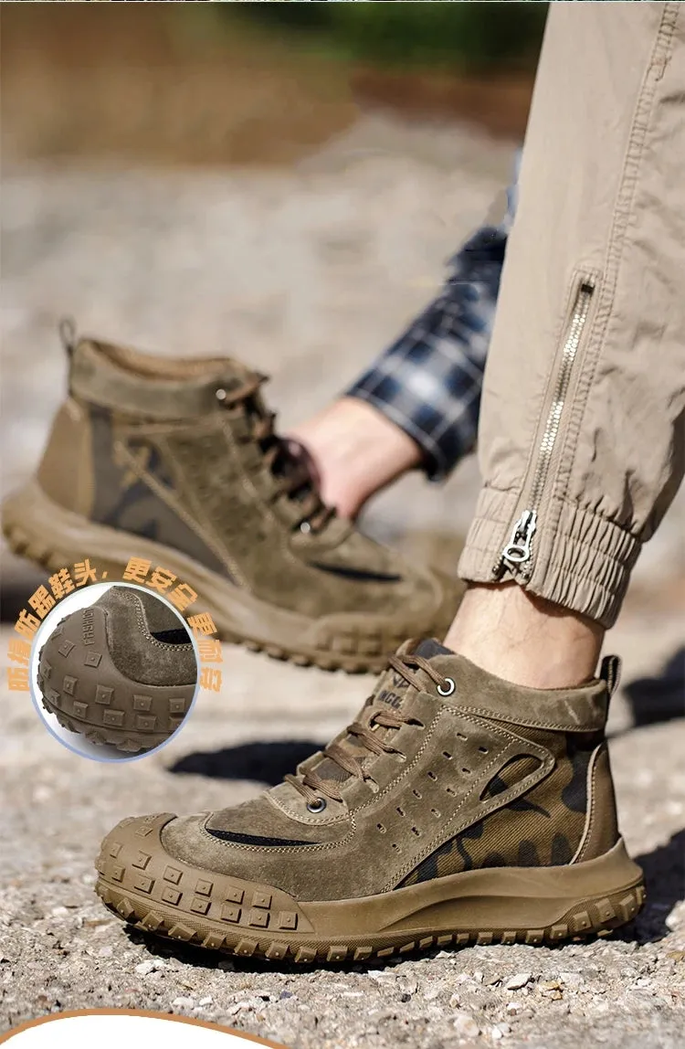 Men's Work Safety Boots Anti-smash Anti-puncture Steel Toe Work Shoes Indestructible Non-slip Protective