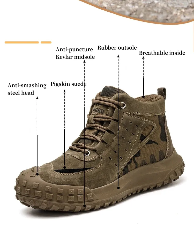 Men's Work Safety Boots Anti-smash Anti-puncture Steel Toe Work Shoes Indestructible Non-slip Protective