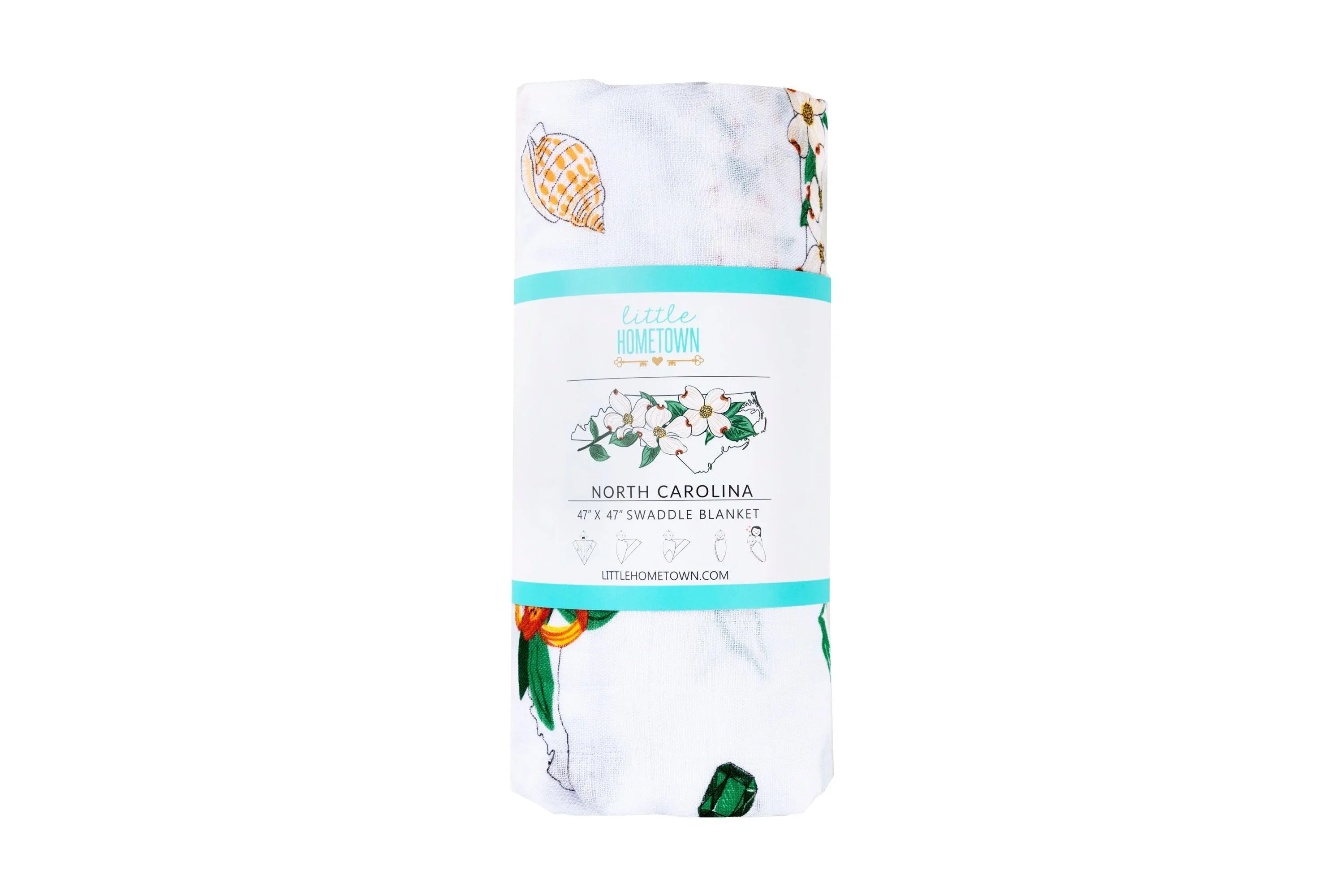 North Carolina Baby Muslin Swaddle Receiving Blanket (floral)