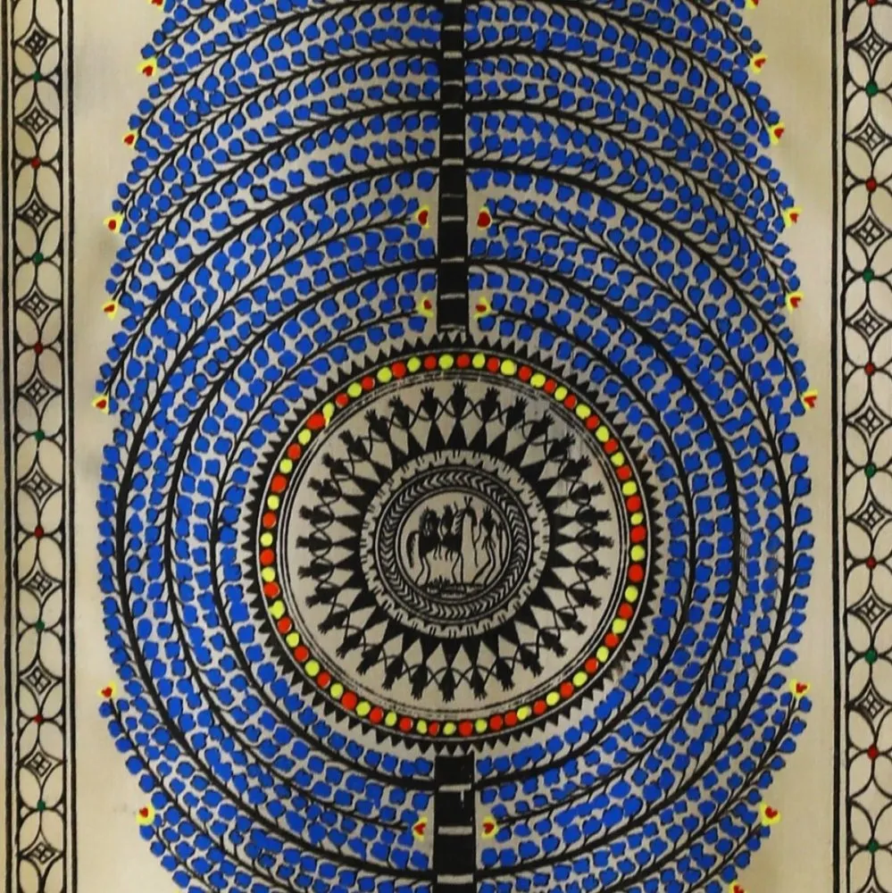 Pattachitre Azure Tussar Painting
