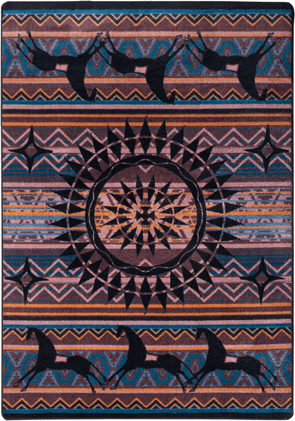 "Ghost Rider - Plum" Southwestern Area Rugs - Choose from 6 Sizes!