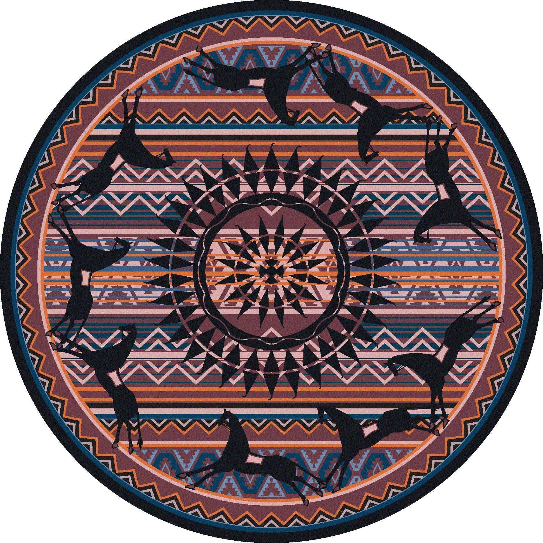 "Ghost Rider - Plum" Southwestern Area Rugs - Choose from 6 Sizes!