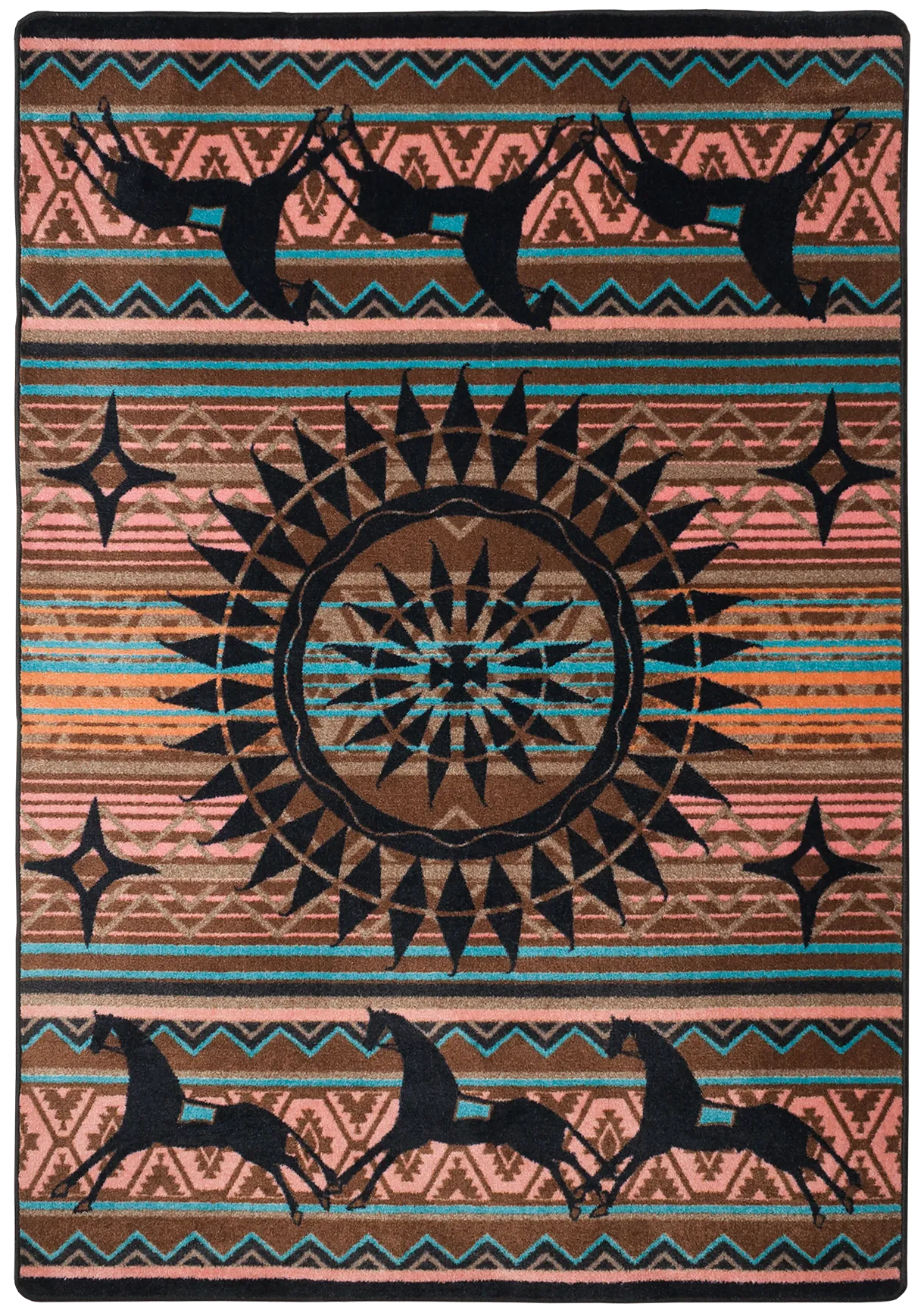 "Ghost Rider - Turquoise" Southwestern Area Rugs - Choose from 6 Sizes!
