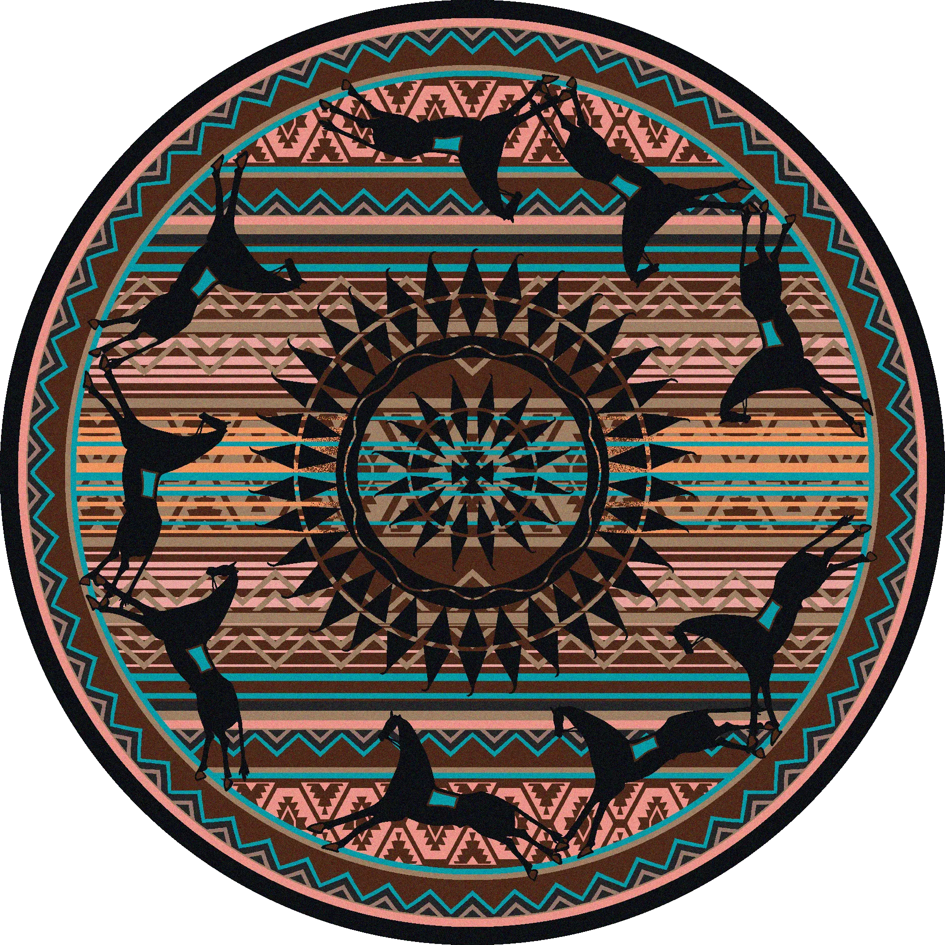 "Ghost Rider - Turquoise" Southwestern Area Rugs - Choose from 6 Sizes!