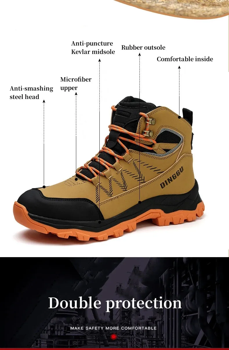 Safety Boots Men's Work Steel Toe Shoes Puncture-Proof Protective Indestructible Work