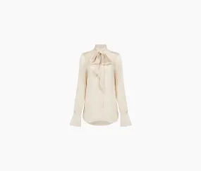 SATIN BLOUSE WITH NECK-TIE CHAMPAGNE 24PCTO010AC0126U1863