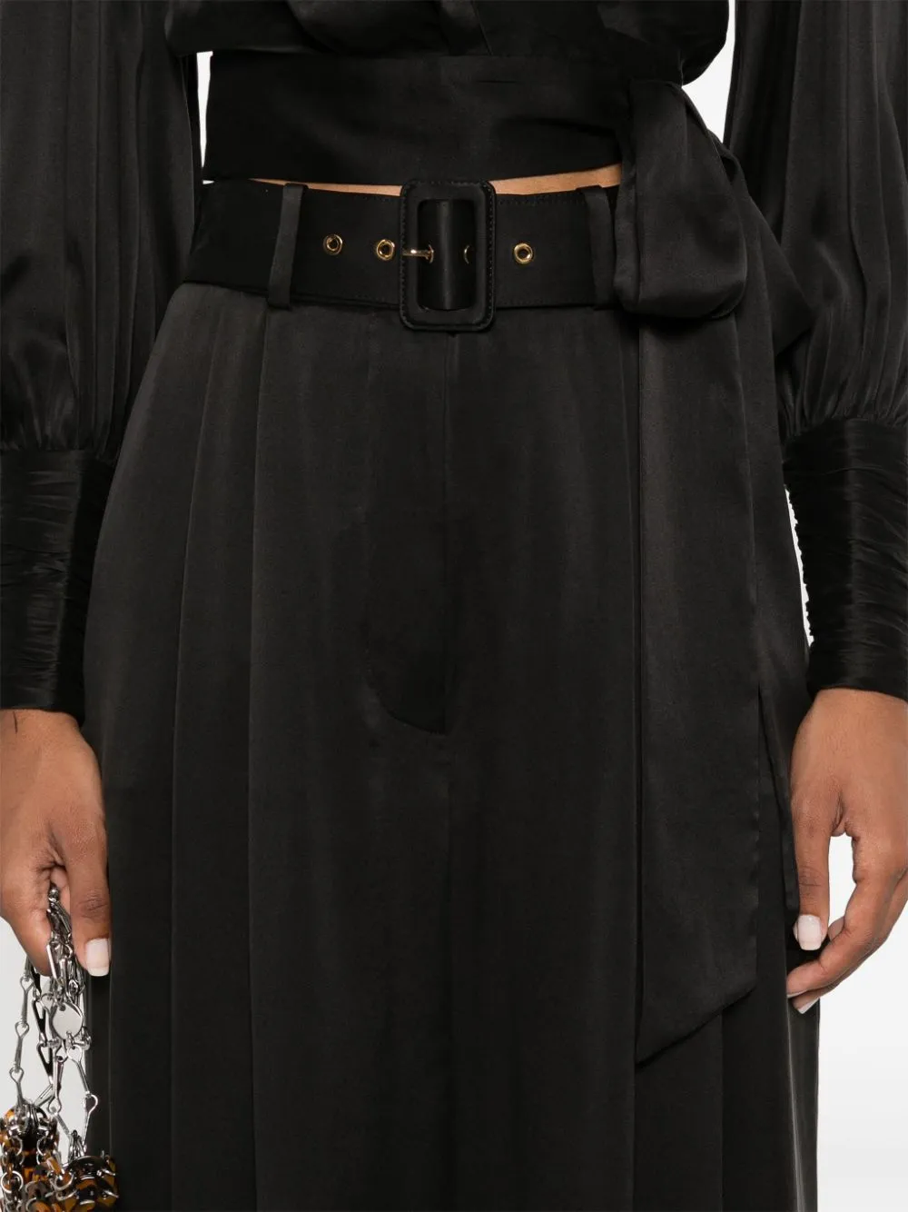 SILK WIDE-LEG TROUSERS