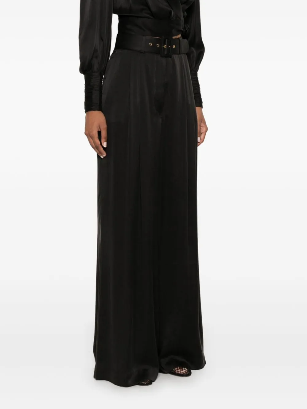 SILK WIDE-LEG TROUSERS