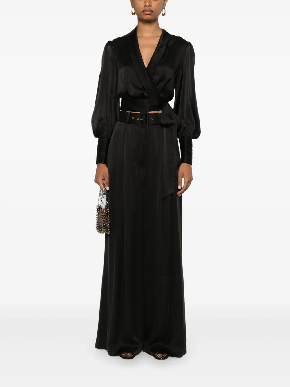 SILK WIDE-LEG TROUSERS
