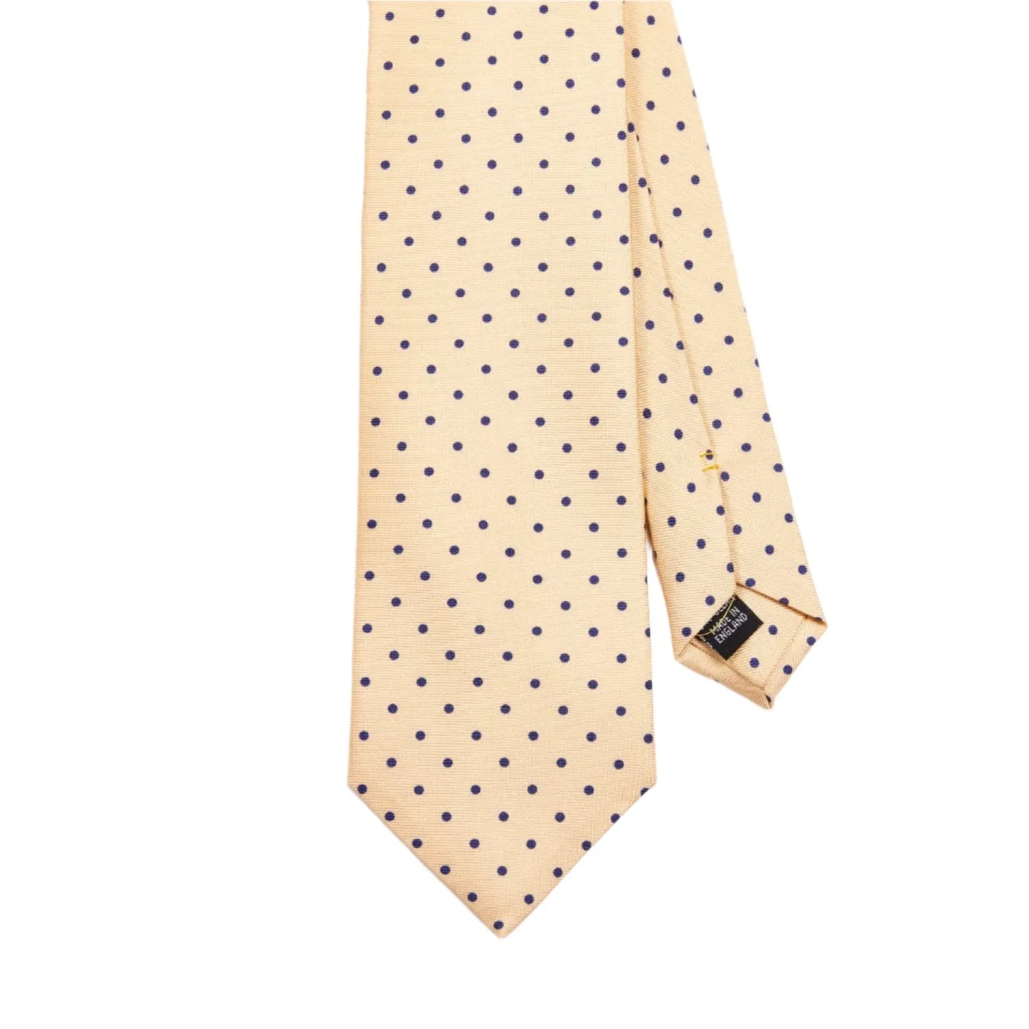 Sovereign Grade Champagne-Navy London Dot Printed Silk Tie