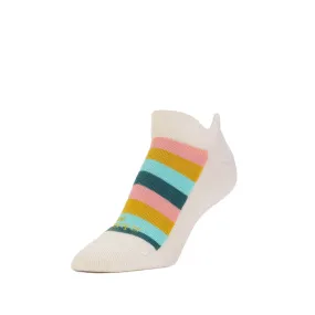 Sporty stripe- Cushioned Organic Cotton No Show Heel Tab - Natural