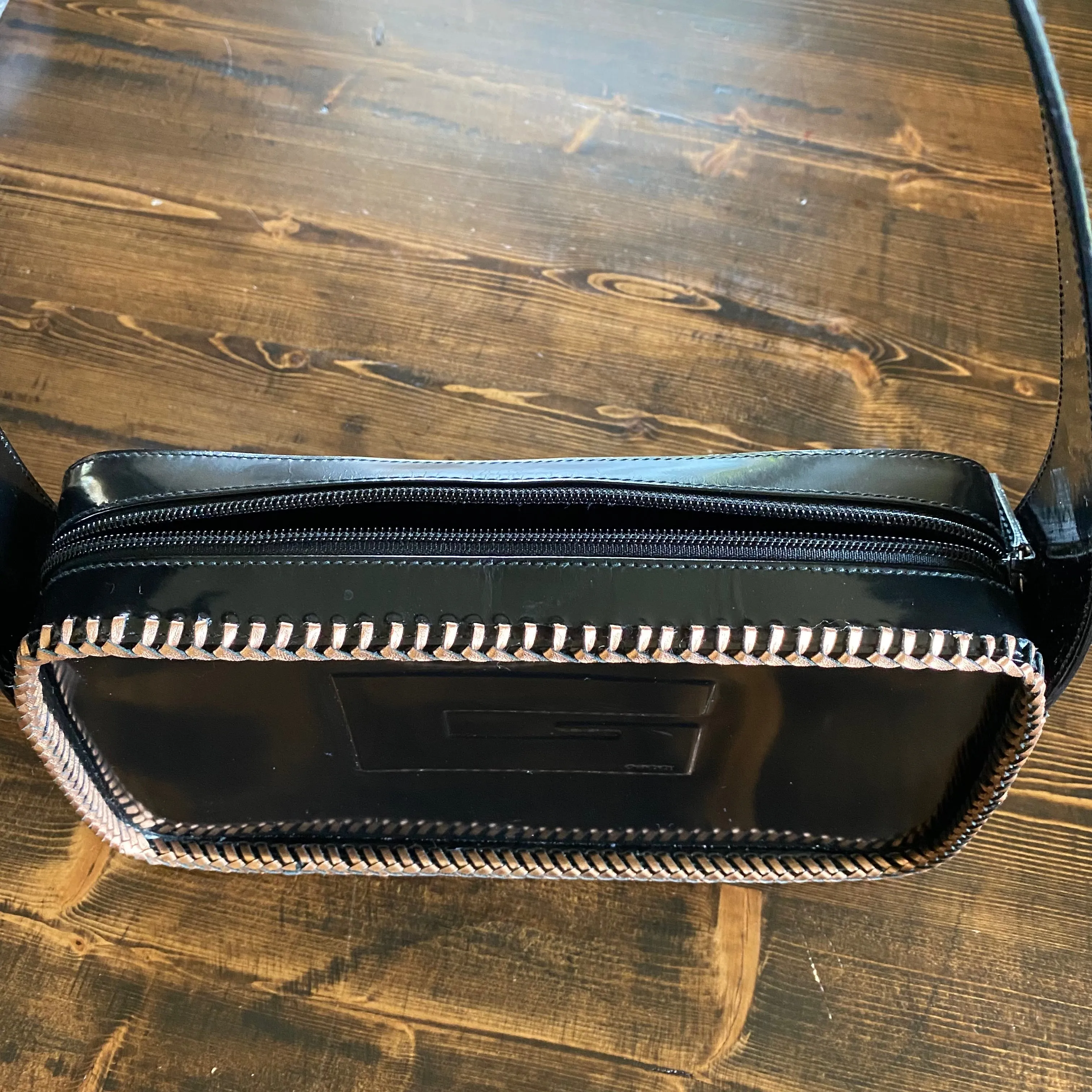 The Raven - Vintage Black Patent Gucci with Rose Gold Shoulder Bag