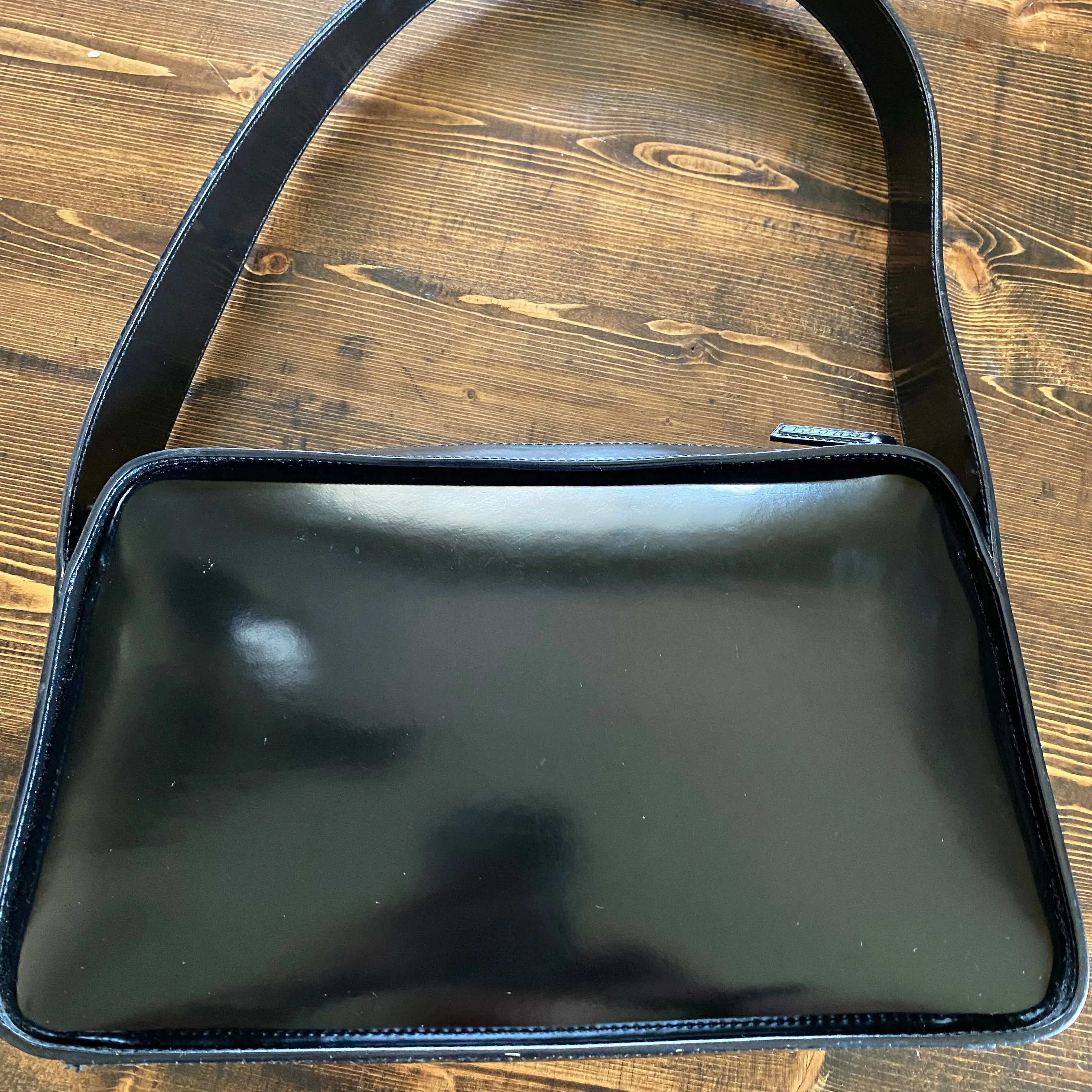 The Raven - Vintage Black Patent Gucci with Rose Gold Shoulder Bag