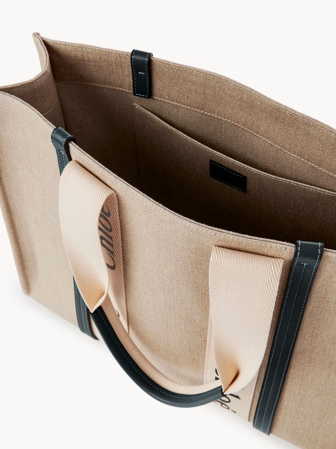 WOODY LARGE CANVAS AND LEATHER TOTE BAG
