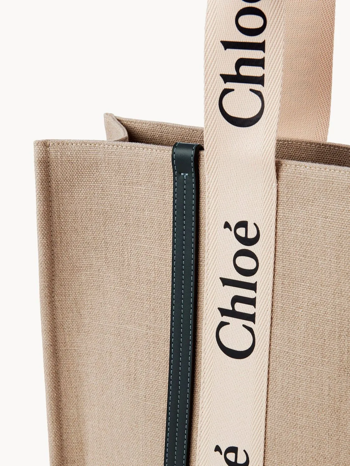 WOODY LARGE CANVAS AND LEATHER TOTE BAG