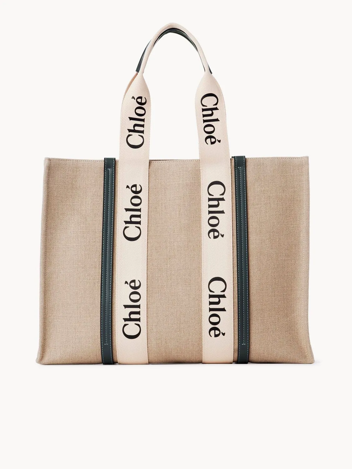 WOODY LARGE CANVAS AND LEATHER TOTE BAG
