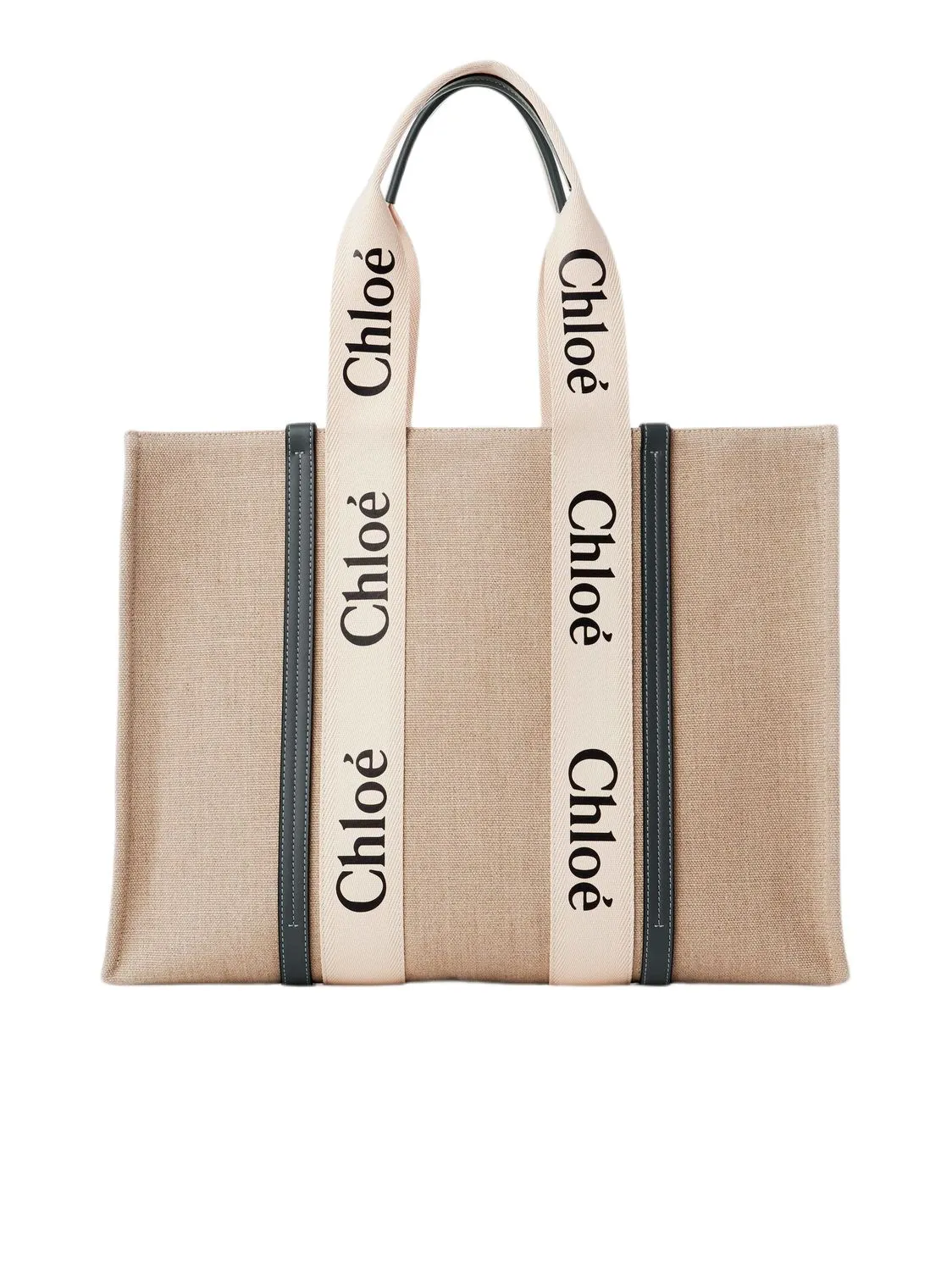 WOODY LARGE CANVAS AND LEATHER TOTE BAG