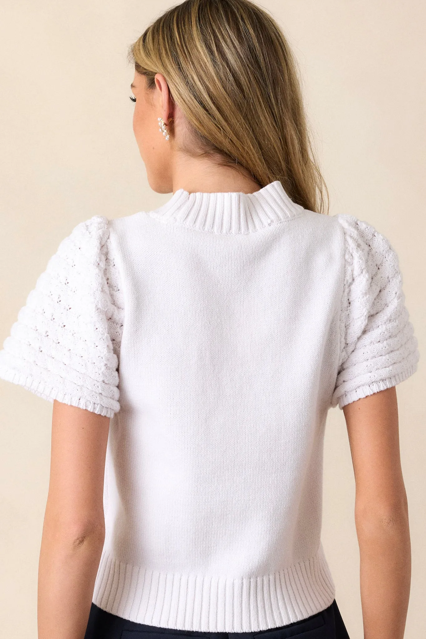 You and I White Collared Cap Sleeve Sweater