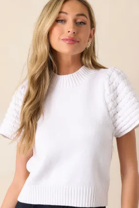 You and I White Collared Cap Sleeve Sweater